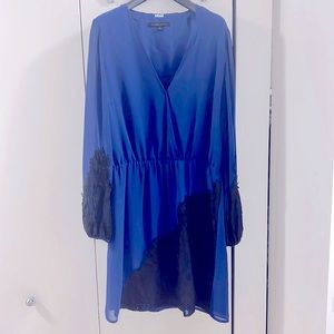 Blaque Label blue dress with black lace details